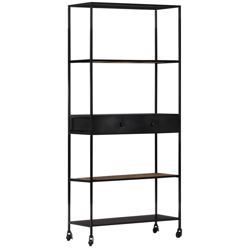 Libreria 90x35x180 Cm In Legno Di Mango Grezzo E Ferro - Foto 8