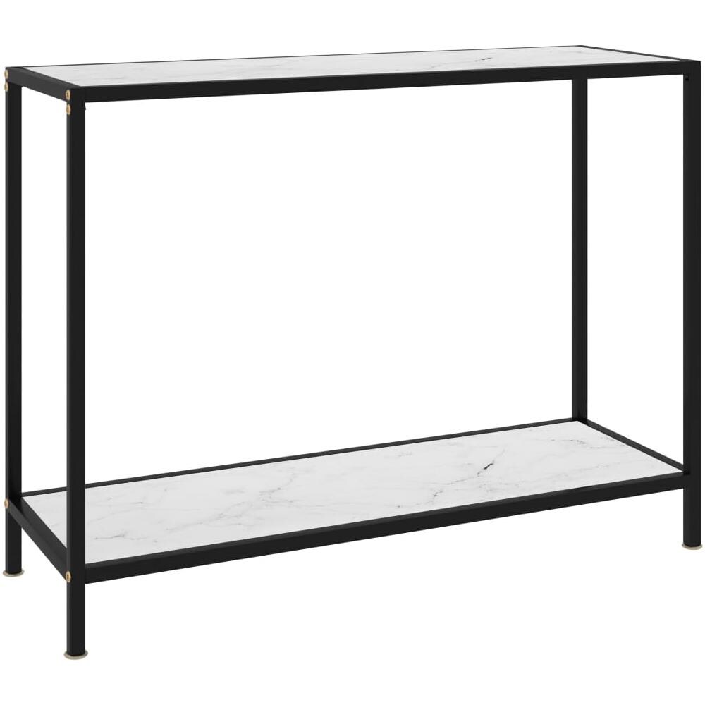 Tavolo Consolle Bianco 100x35x75 Cm In Vetro Temperato - Foto 1