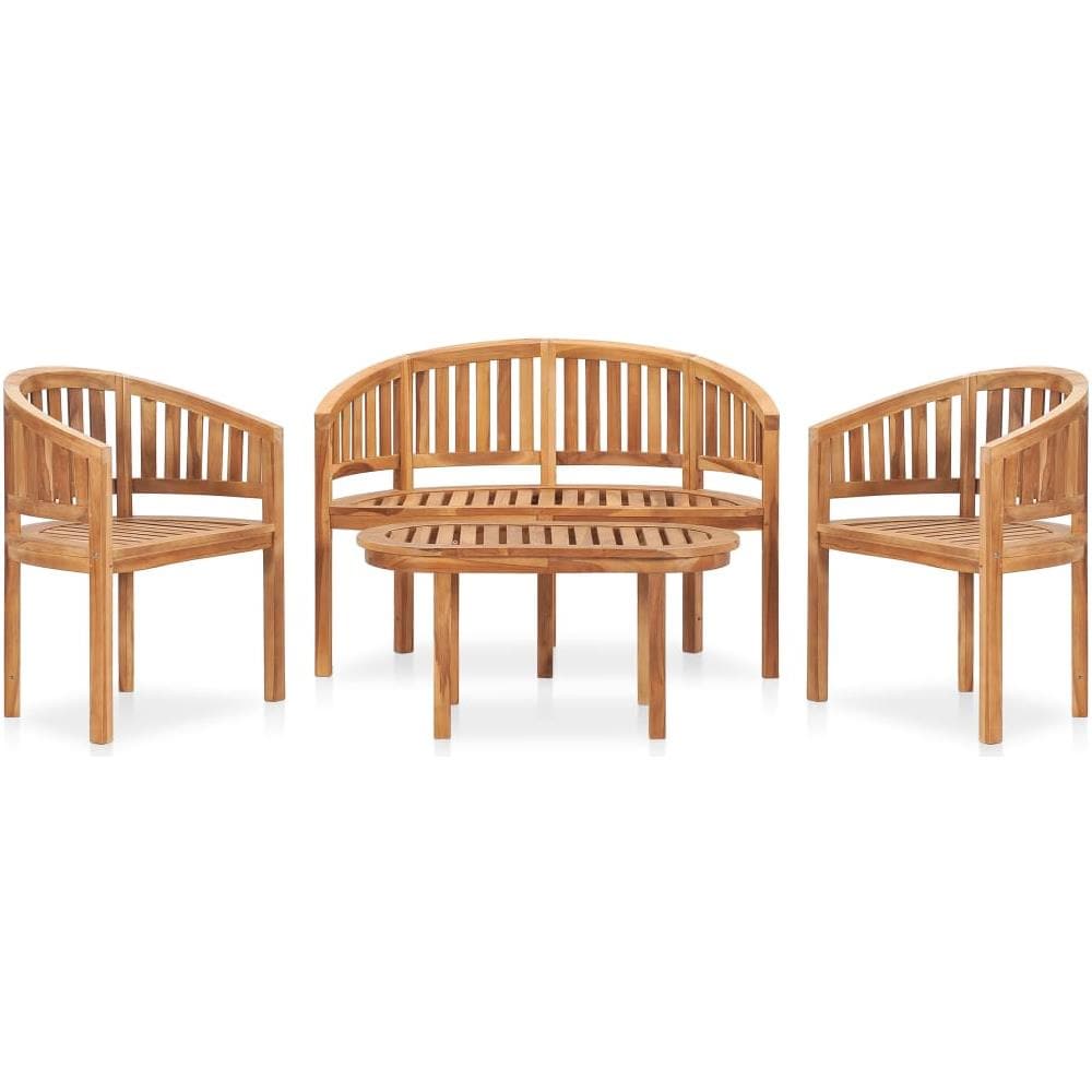 Set Salotto da Giardino 4 pz Design Curvo in Massello di Teak - Foto 1