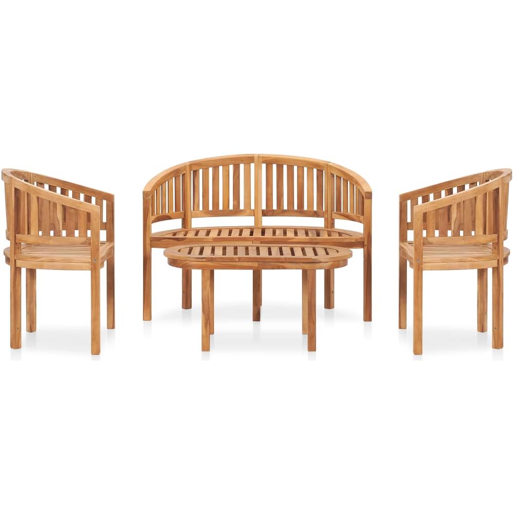 Set Salotto da Giardino 4 pz Design Curvo in Massello di Teak - Foto 2