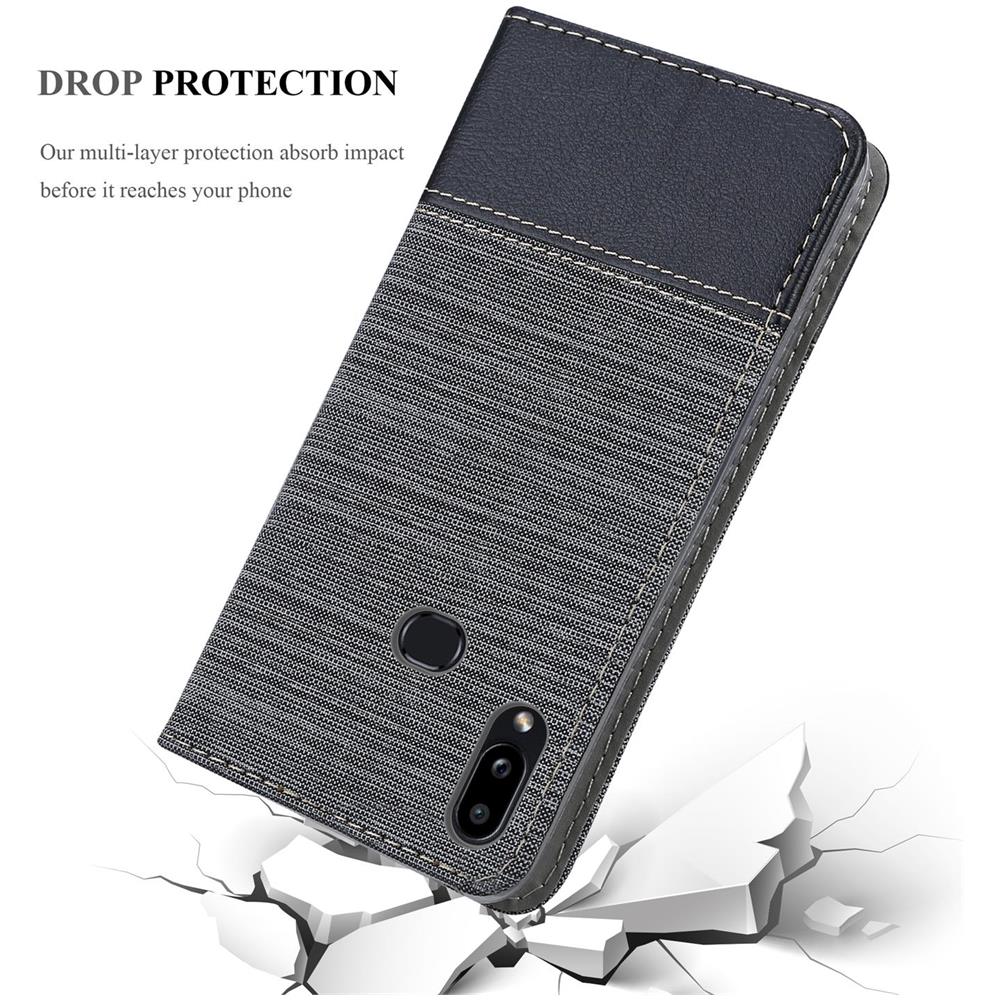 Custodia Compatibile Con Samsung Galaxy A10s In Grigio Nero - Coperchio Protettiva Con Chiusura Magnetica, Funzione Stand E Tasca Per Le Carte - Foto 8