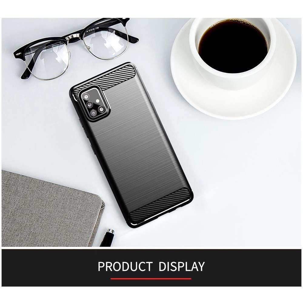 Custodia Compatibile Con Samsung Galaxy A51 4g / M40s In Brushed Nero - Coperchio Protettivo In Silicone Tpu Flessibile In Look Acciaio Inossidabile-fibra Di Carbonio - Foto 7