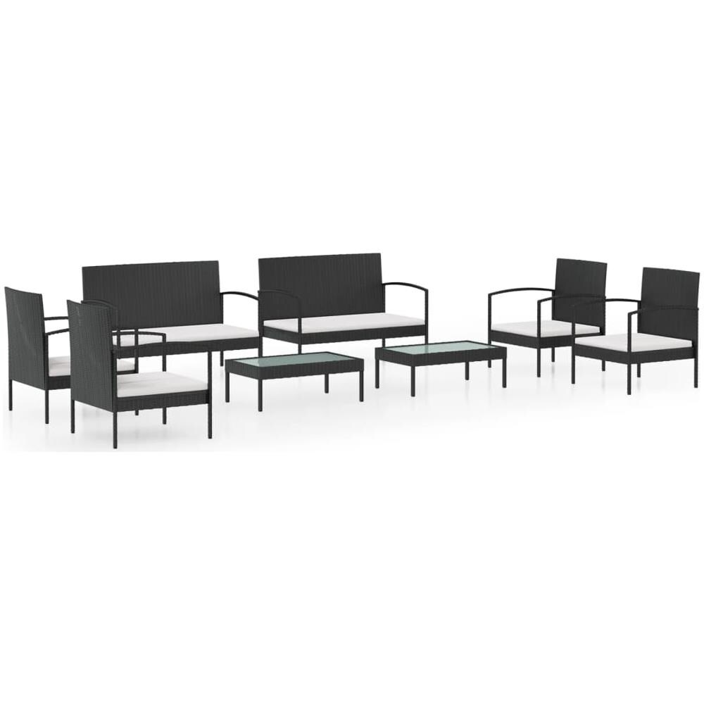 Set Divani Da Giardino 8 Pz Con Cuscini In Polyrattan Nero - Foto 2