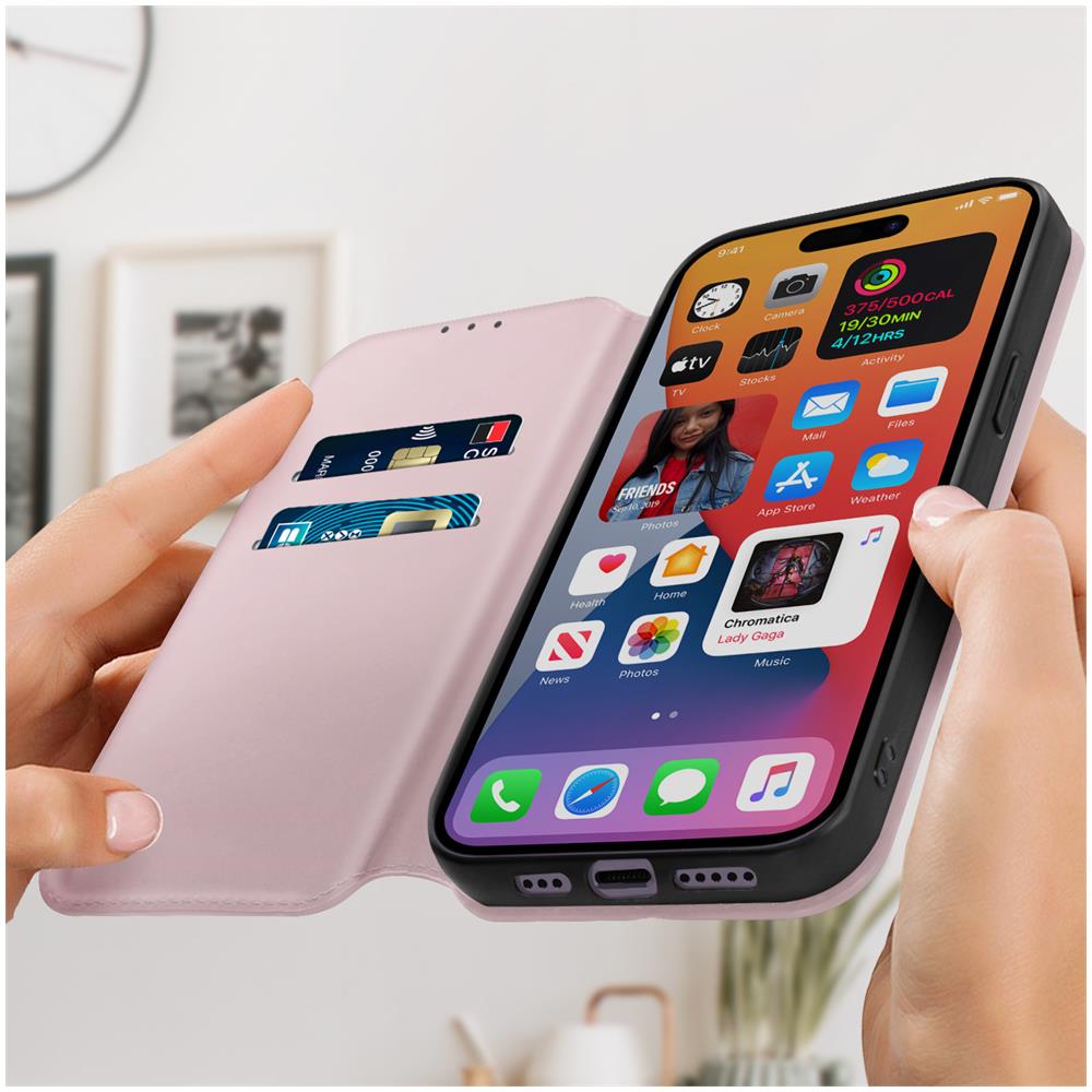 Custodia Iphone 14 Pro Max Portafoglio Supporto Video Rose Gold - Foto 2