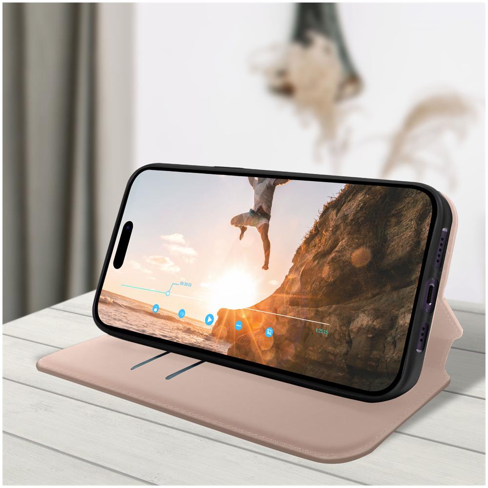 Custodia Iphone 14 Pro Max Portafoglio Supporto Video Rose Gold - Foto 5