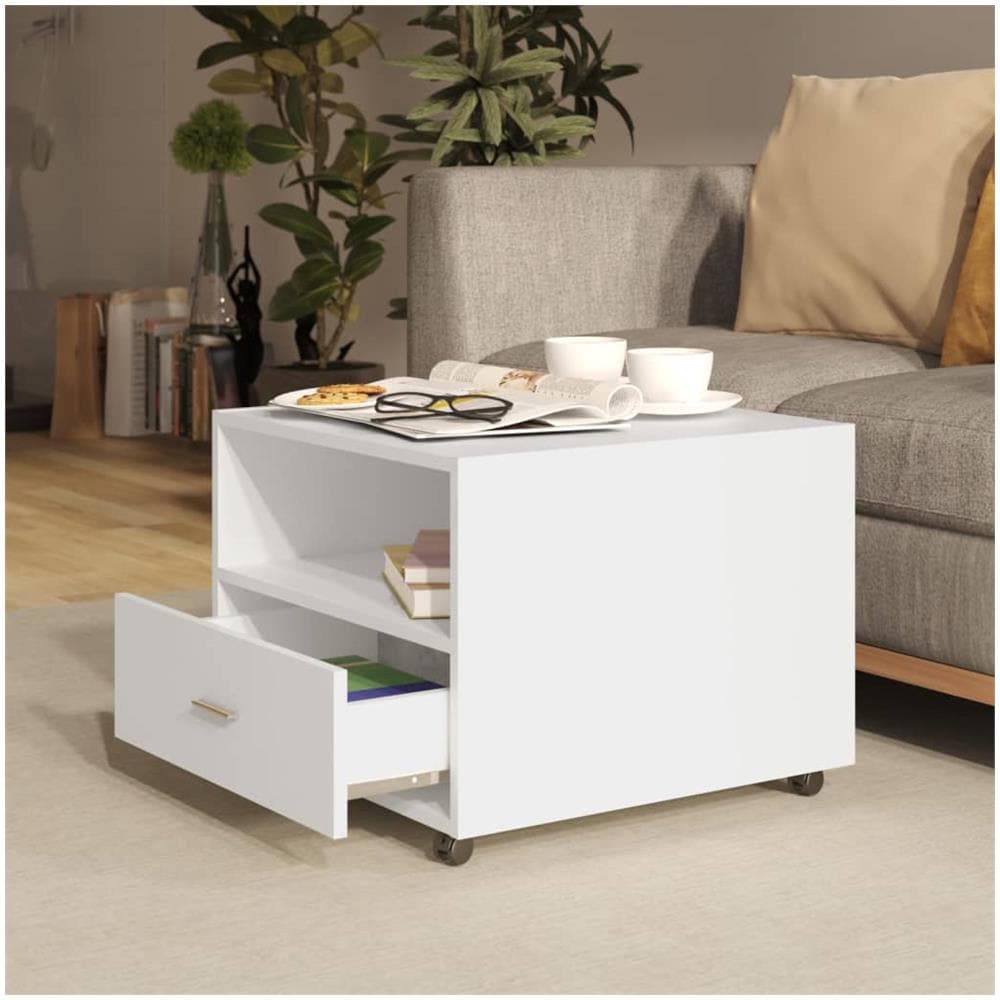 Tavolino Da Salotto Bianco 55x55x45 Cm In Legno Multistrato - Foto 2