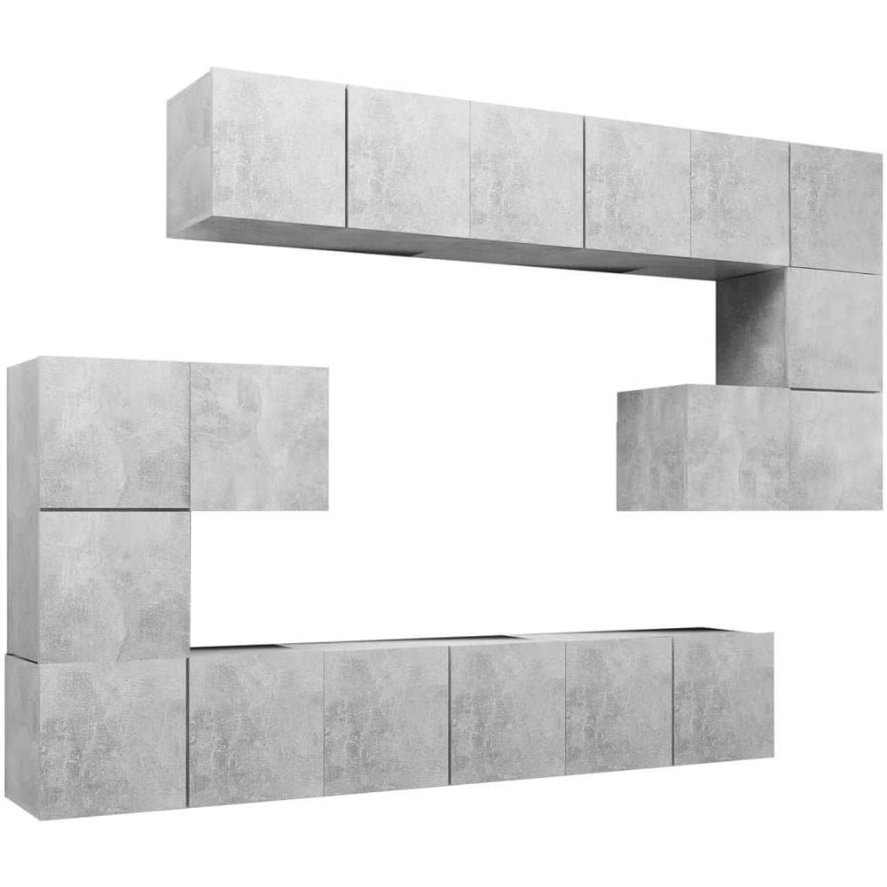 Set Porta Tv 10 Pz Grigio Cemento In Truciolato - Foto 2