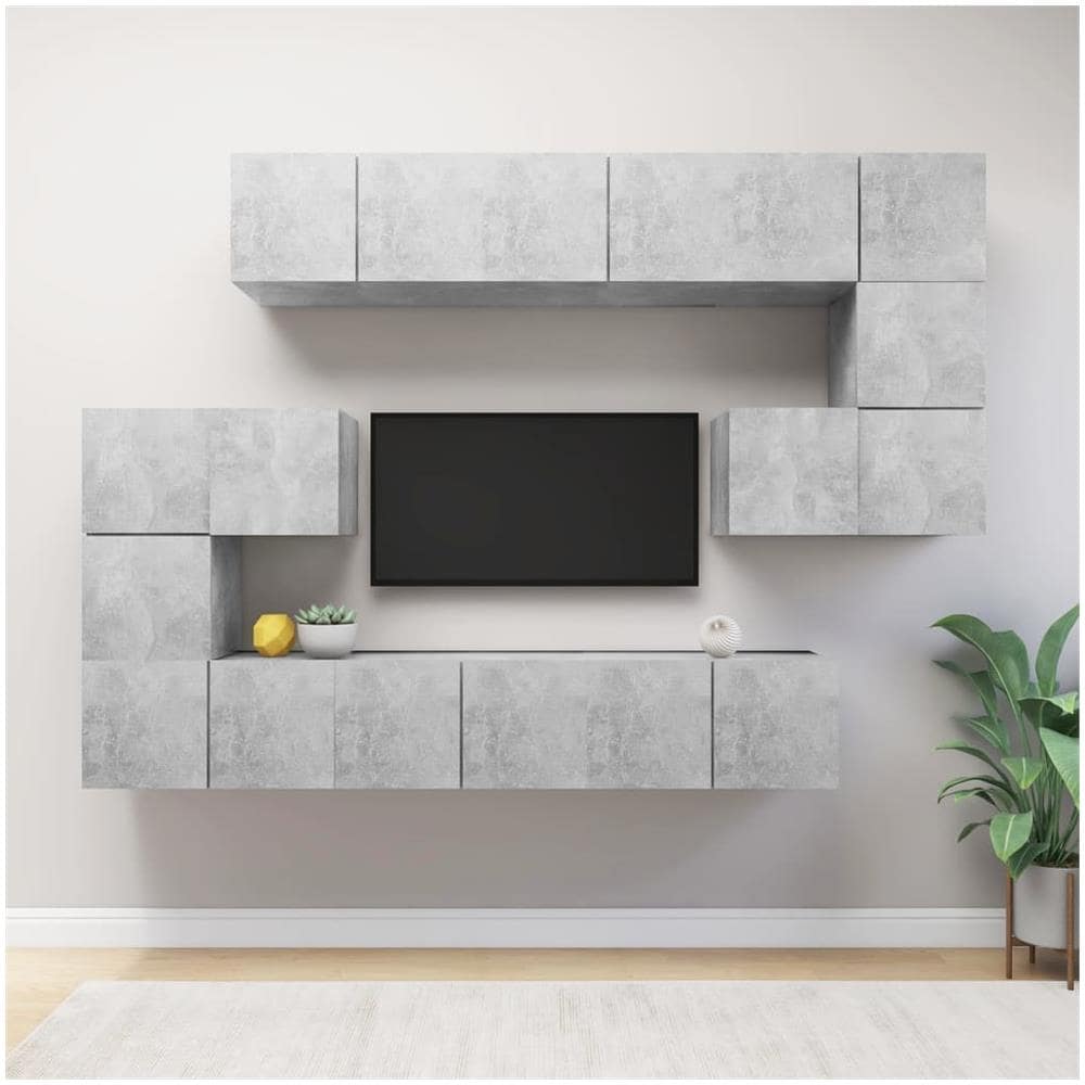 Set Porta Tv 10 Pz Grigio Cemento In Truciolato - Foto 1