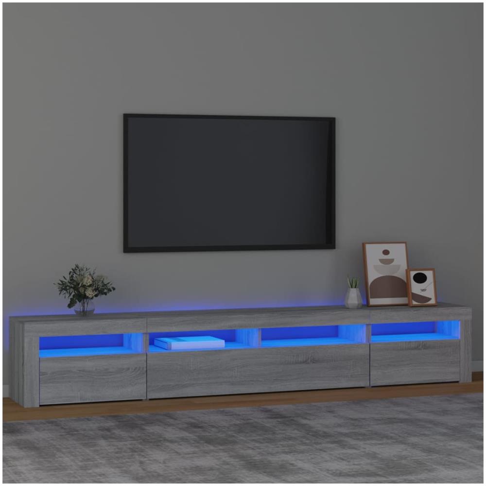 Mobile Porta TV con Luci LED Grigio Sonoma 240x35x40 cm - Foto 1