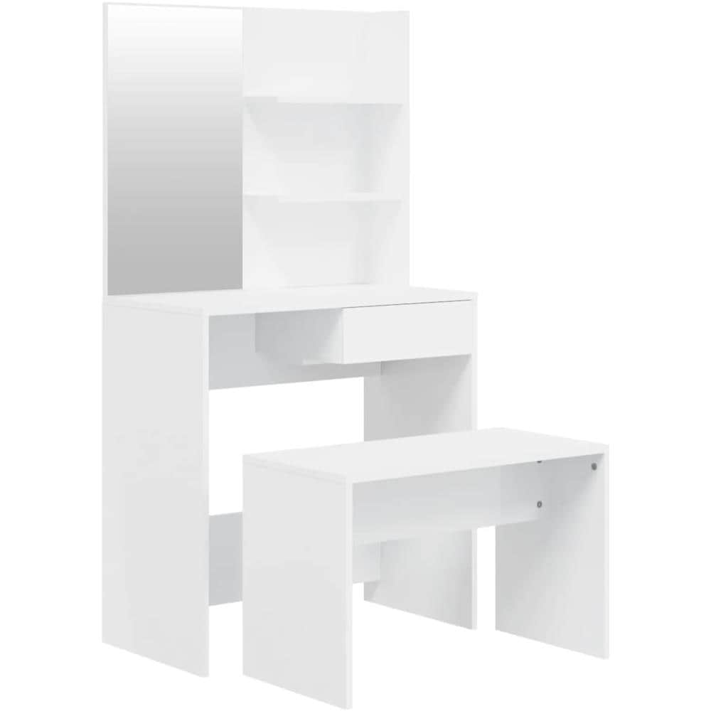 Set Tavolo Da Toeletta Bianco Lucido 74,5x40x141 Cm - Foto 2