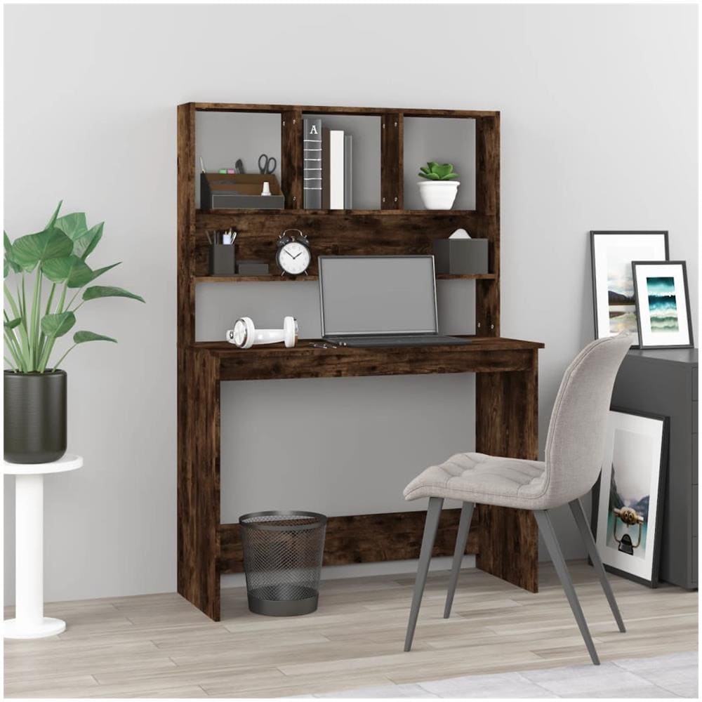 Scrivania Mensole Rovere Fumo 102x45x148 cm Legno Multistrato - Foto 1