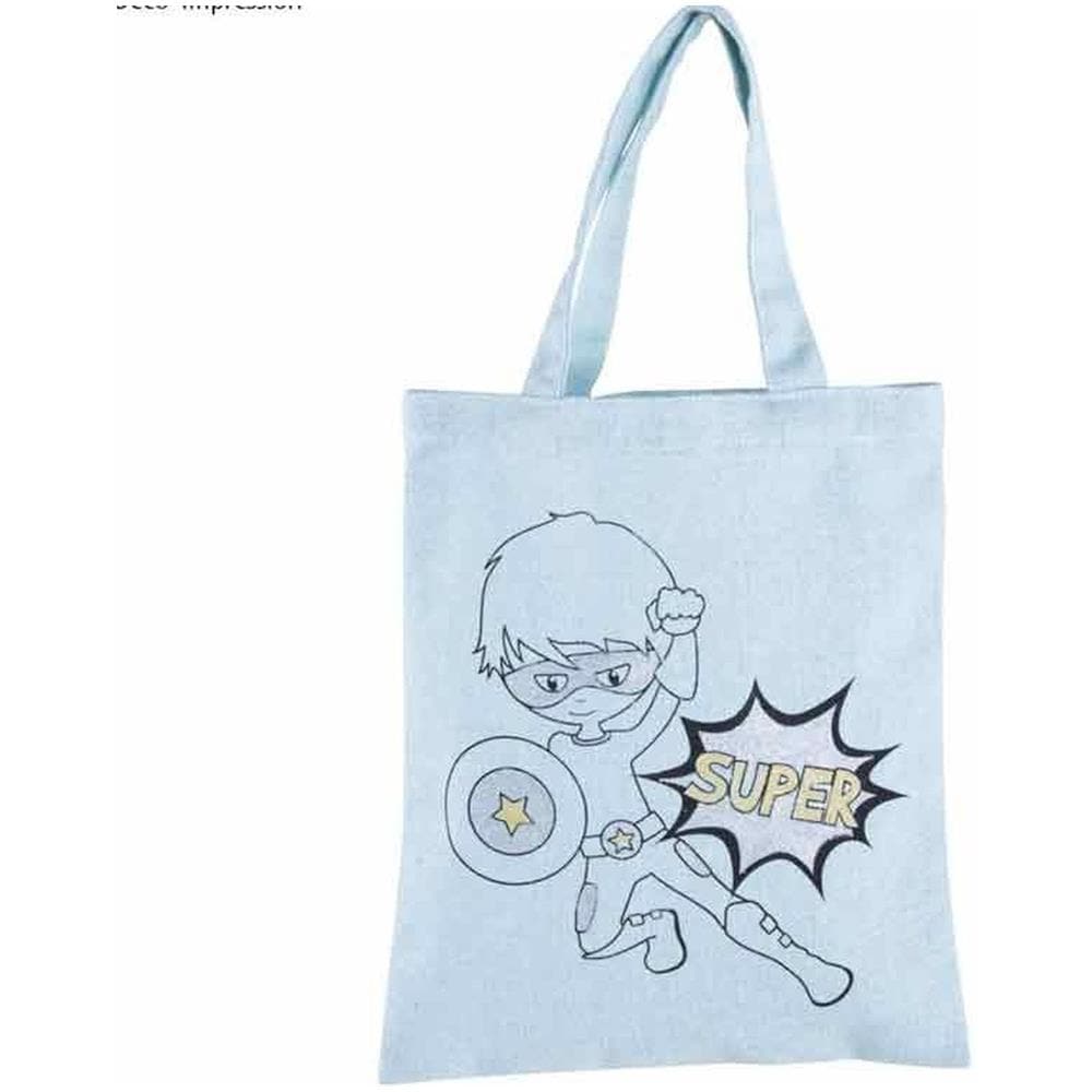 2 Sacchetti Di Cotone Blu 25 X 20 Cm - Supereroi - Foto 1
