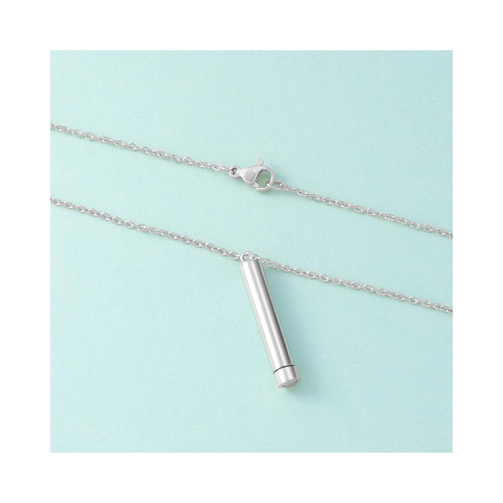 Collana Con Ciondolo A Cilindro In Acciaio Inossidabile - Design Semplice E Alla Moda Silver - Foto 2