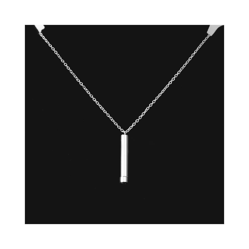 Collana Con Ciondolo A Cilindro In Acciaio Inossidabile - Design Semplice E Alla Moda Silver - Foto 5