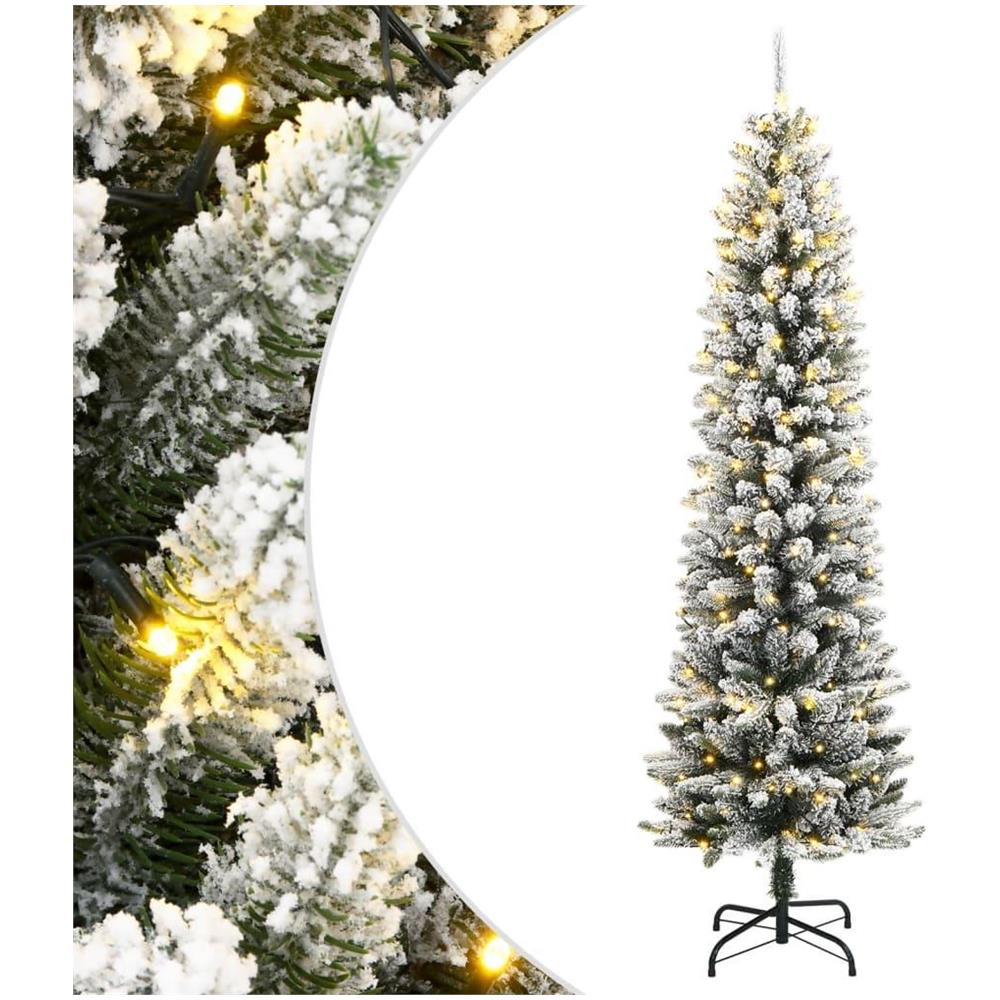 Albero di Natale Artificiale con 150 LED e Neve Fioccata 150 cm - Foto 1