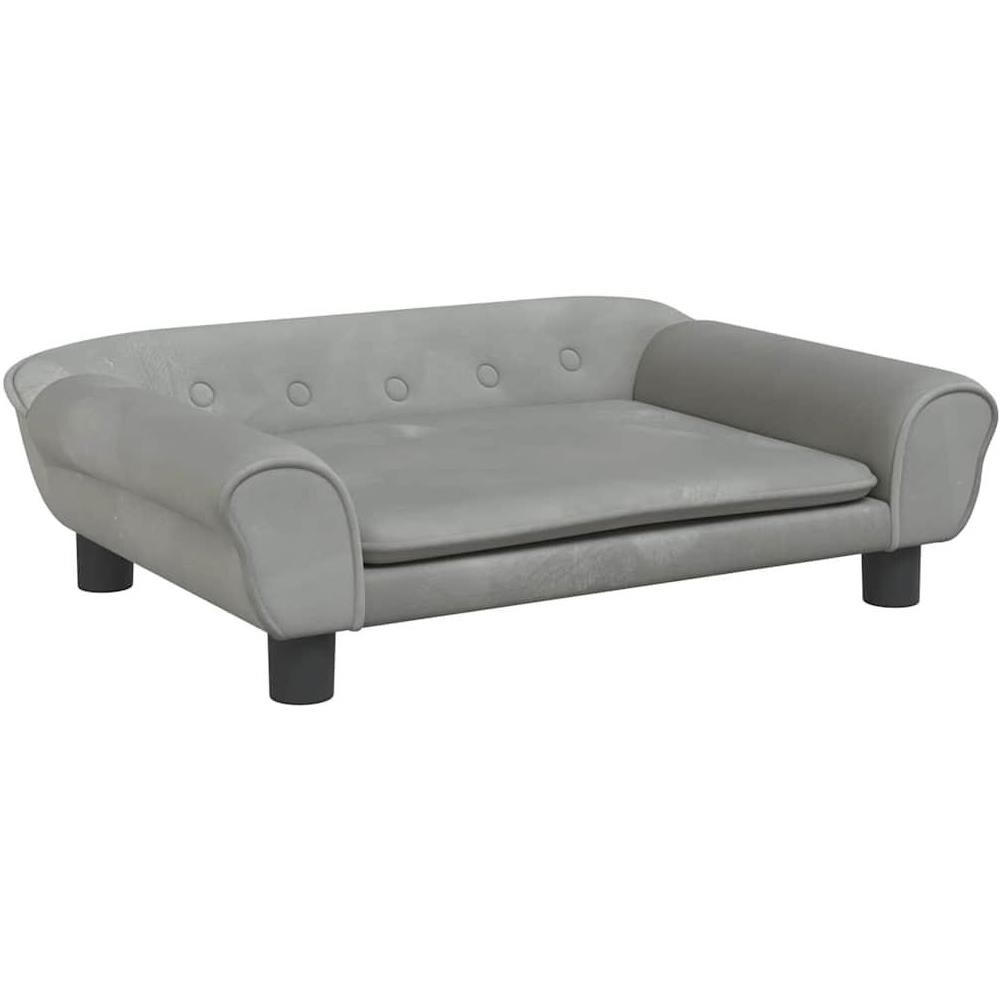 Lettino per Cani Grigio Chiaro 70x48x22 cm in Velluto - Foto 1