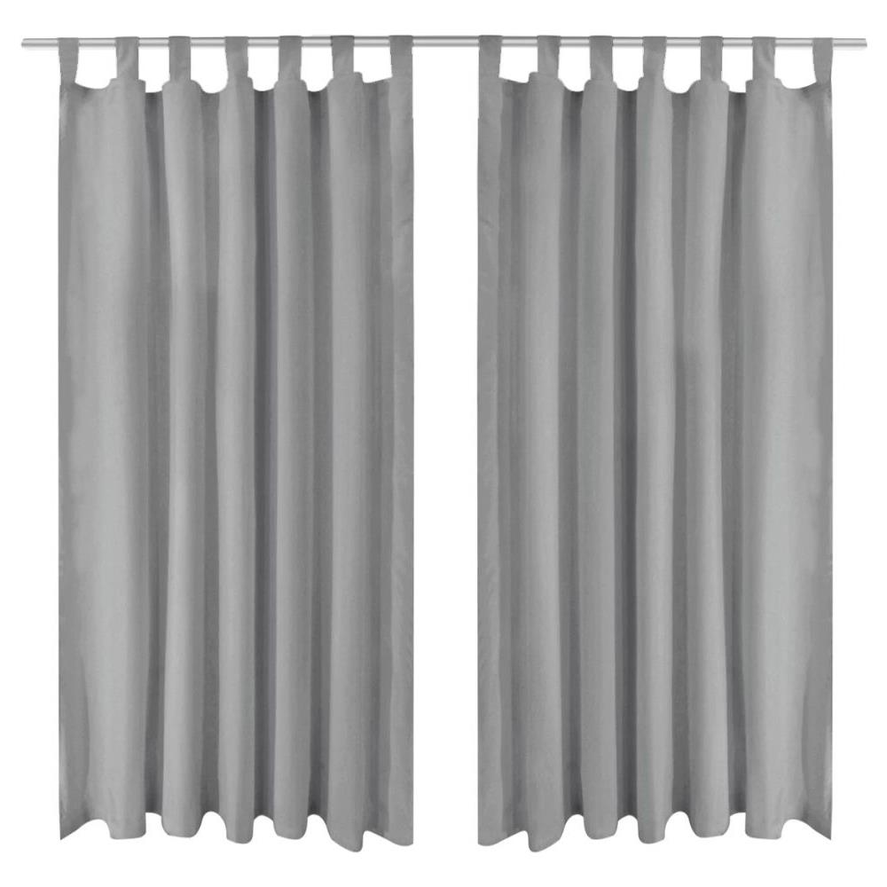 2 Pz Tende In Micro Raso Con Passanti 140x225 Cm Grigie - Foto 1