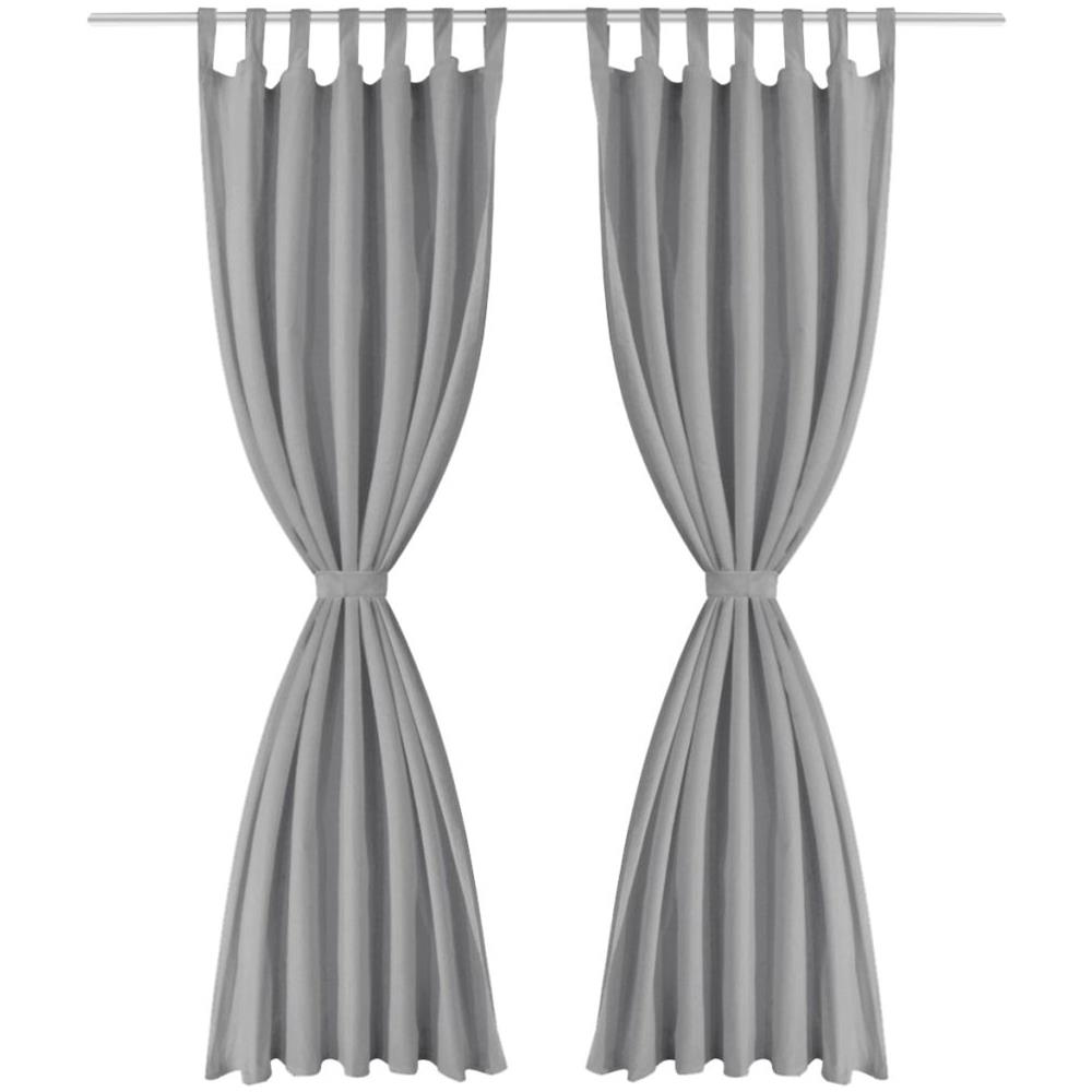 2 Pz Tende In Micro Raso Con Passanti 140x225 Cm Grigie - Foto 2