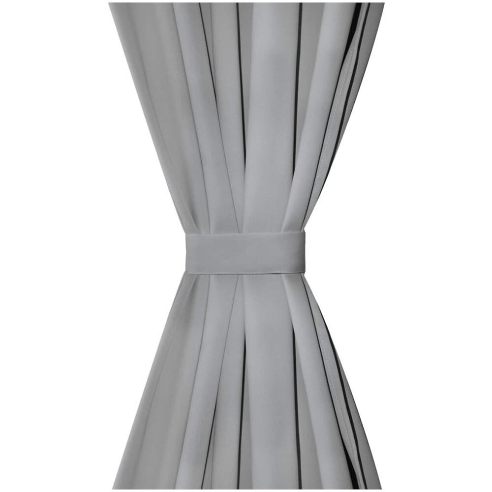 2 Pz Tende In Micro Raso Con Passanti 140x225 Cm Grigie - Foto 4