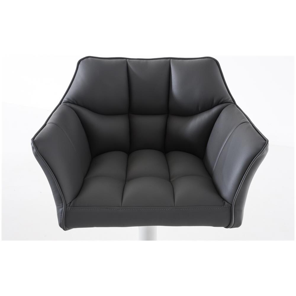 Sgabello Alto Regolabile Damaso in Similpelle I Sgabello Bancone con Braccioli E Schienale Imbottiti E Poggiapiedi, H 58-83 CM Grigio Bianco - Foto 5