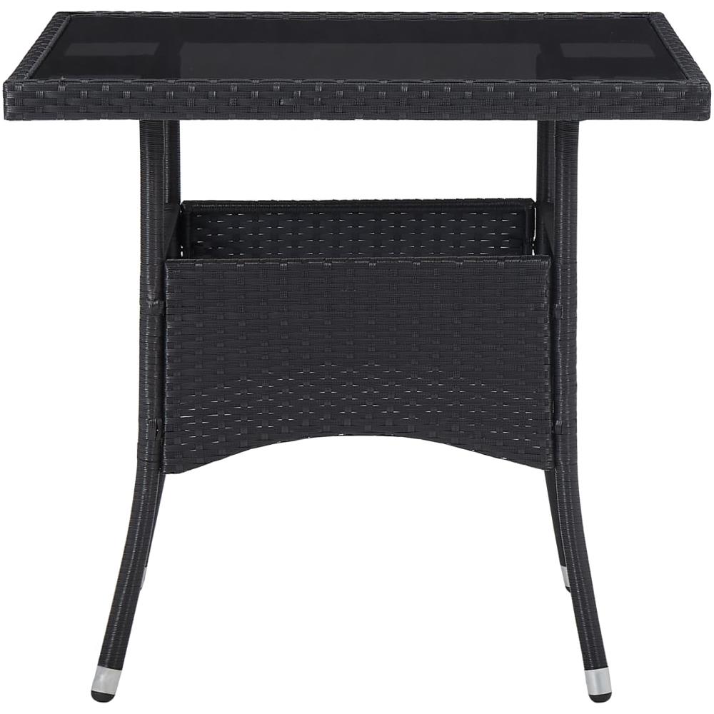 Tavolo Da Pranzo Per Giardino In Polyrattan Nero E Vetro - Foto 2