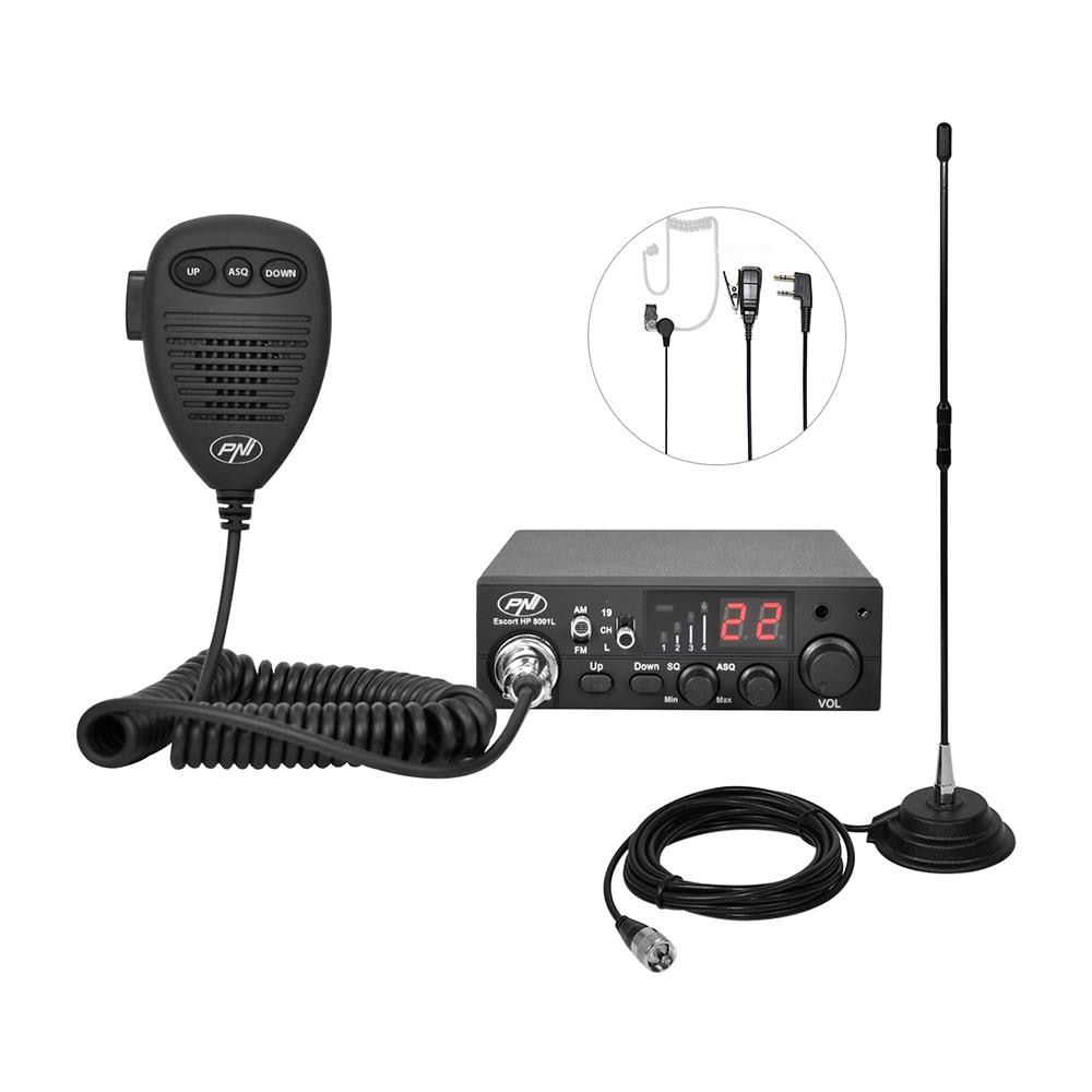 Cb Escort Hp 8001l Pacchetto Radio Asq 4w 12v, 40 Canali + Antenna Cb Extra 40 Con Magnete Incluso, Lunghezza 45 Cm, 30w - Foto 1