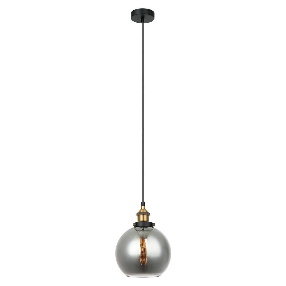Lampada A Sospensione Industriale E Retrò Nera, Oro 1 Luce Con Paralume Fumé, Dimmerabile E27 - Foto 1