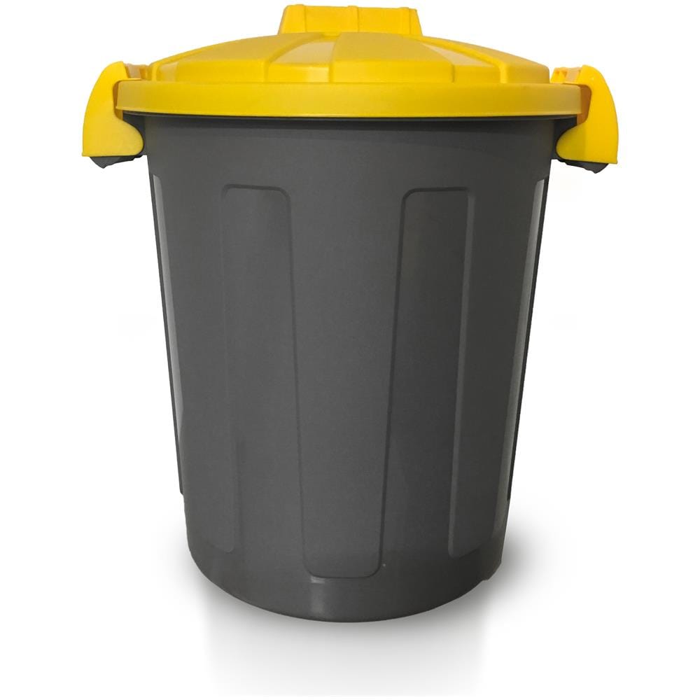 Bidone Dusty 25 Litri Con Maniglie - Grigio Con Coperchio Giallo - - Foto 1