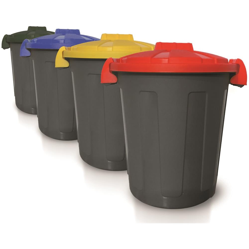 Bidone Dusty 25 Litri Con Maniglie - Grigio Con Coperchio Giallo - - Foto 3