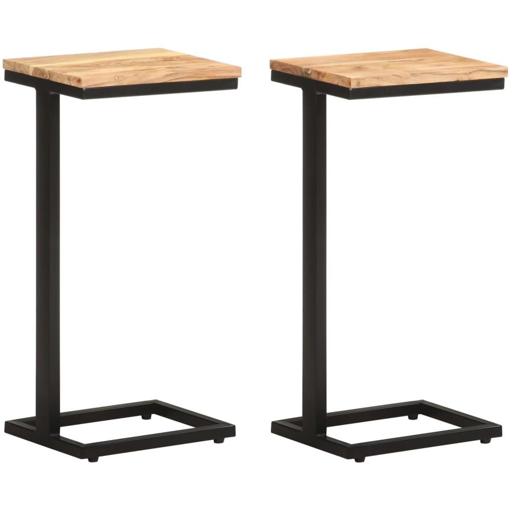 Tavolini Laterali 2 Pz 31,5x24,5x64,5 Cm Massello D'acacia - Foto 1