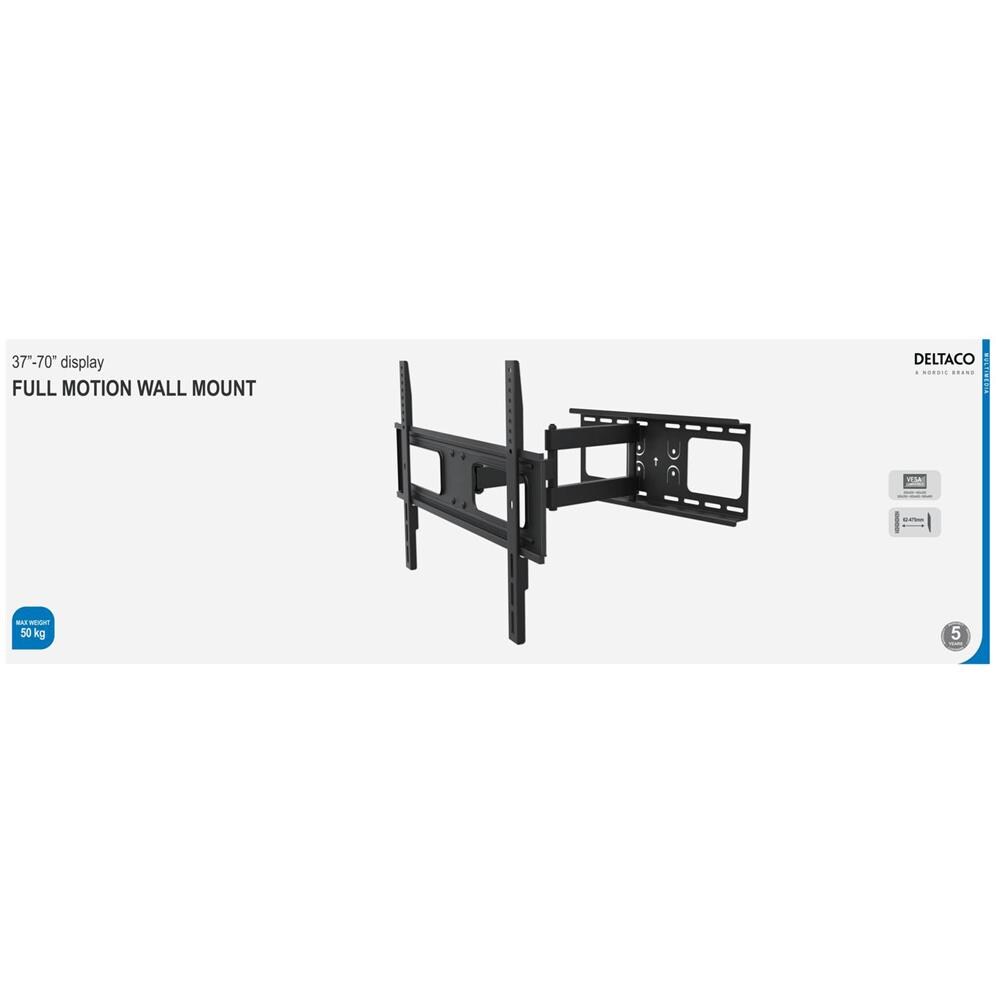 Supporto Da Parete Per Tv / Schermo, 37-70 ”, Max 50kg, 3 Giunti, Nero - Foto 2