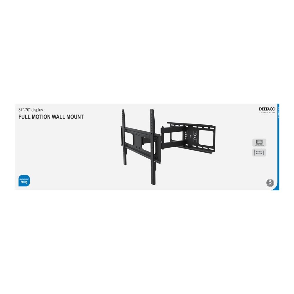Supporto Da Parete Per Tv / Schermo, 37-70 ”, Max 50kg, 3 Giunti, Nero - Foto 4