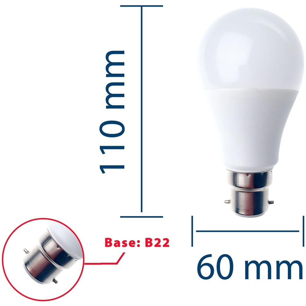 Lampadina Smd Led, Goccia A60, 11w / 1055lm, Base B22 (francia), 3000k - Foto 1
