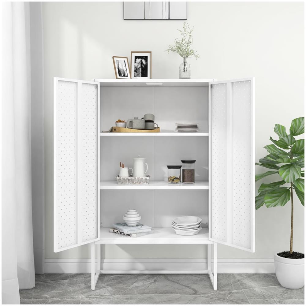 Credenza Alta Bianca 80x35x135 Cm In Acciaio - Foto 3