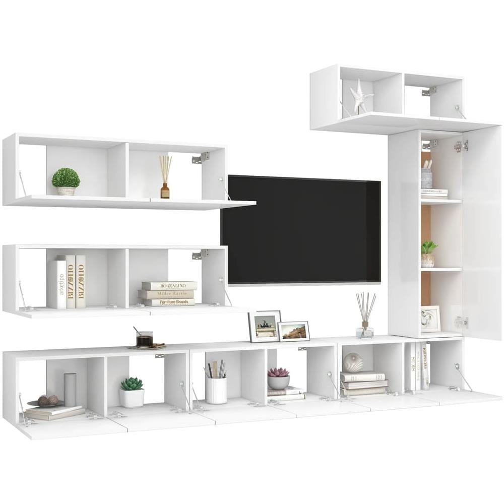 Set Mobile Tv 7 Pz Bianco In Truciolato - Foto 3