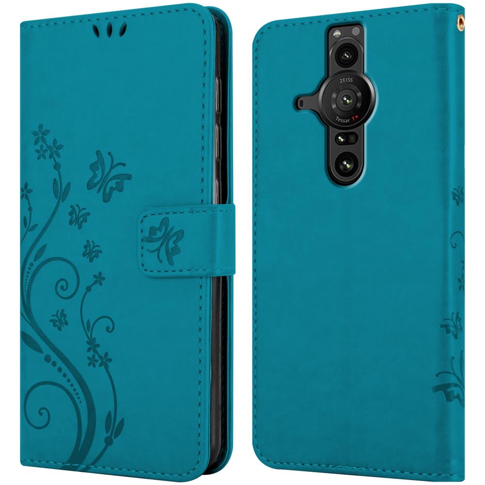 Cadorabo Custodia Compatibile Con Sony Xperia Pro-i In Blu Fiore - Coperchio Protettivo In Design Floreale Con Chiusura Magnetica, Funzione Stand E Slot Per Carte - Foto 7