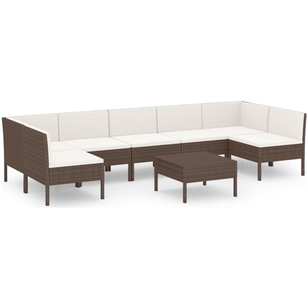 Set Divani Da Giardino 8 Pz Con Cuscini In Polyrattan Marrone - Foto 2