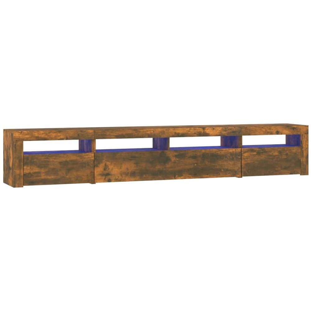 Mobile Porta Tv Con Luci Led Rovere Fumo 240x35x40 Cm - Foto 2