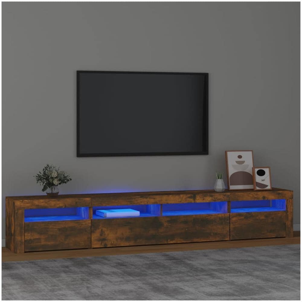 Mobile Porta Tv Con Luci Led Rovere Fumo 240x35x40 Cm - Foto 1