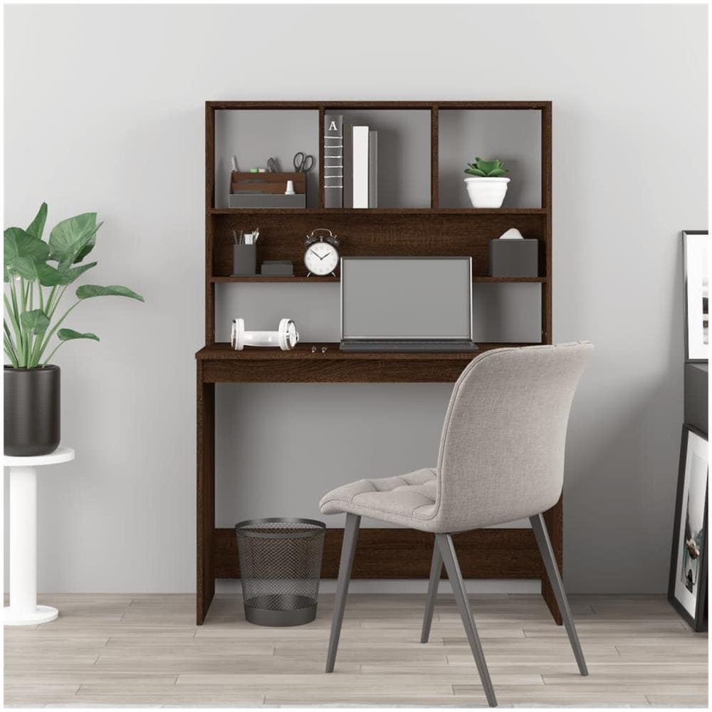 Scrivania Mensole Rovere Marrone 102x45x148cm Legno Multistrato - Foto 3