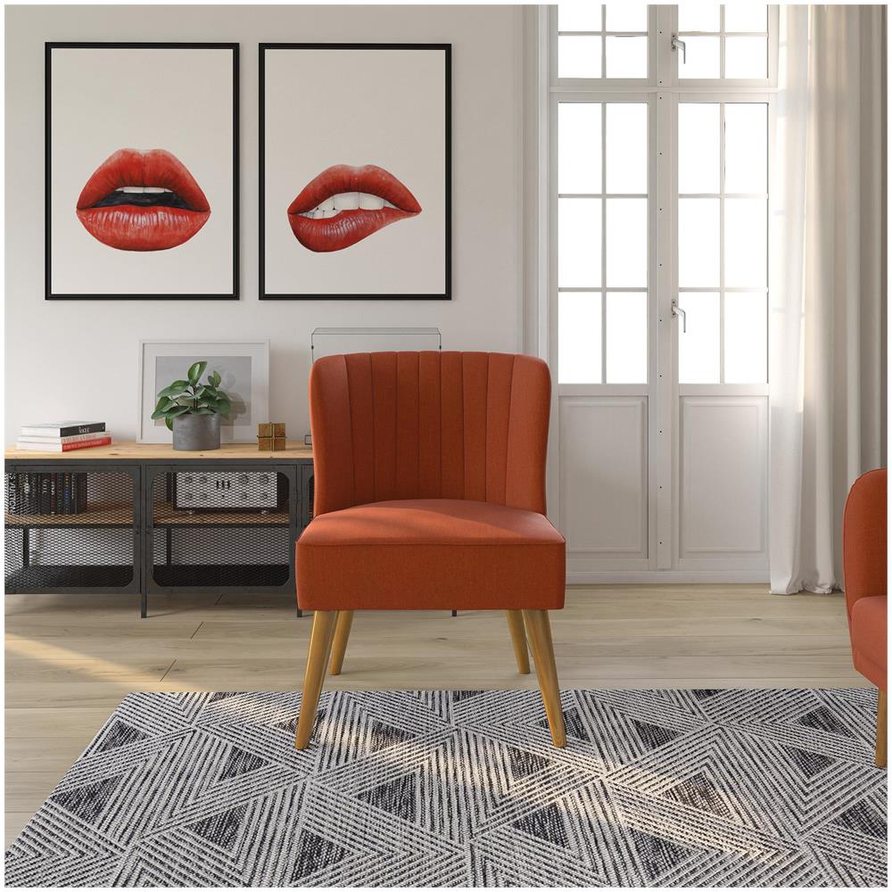 Brittany Sedia Imbottita In Lino Arancione - Foto 6