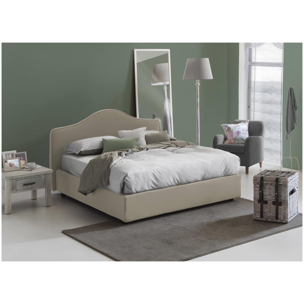 Letto Matrimoniale Isotta, Letto Contenitore Con Rivestimento In Tessuto, 100% Made In Italy, Apertura Frontale, Adatto Per Materasso Cm 160x200, Tortora - Foto 1