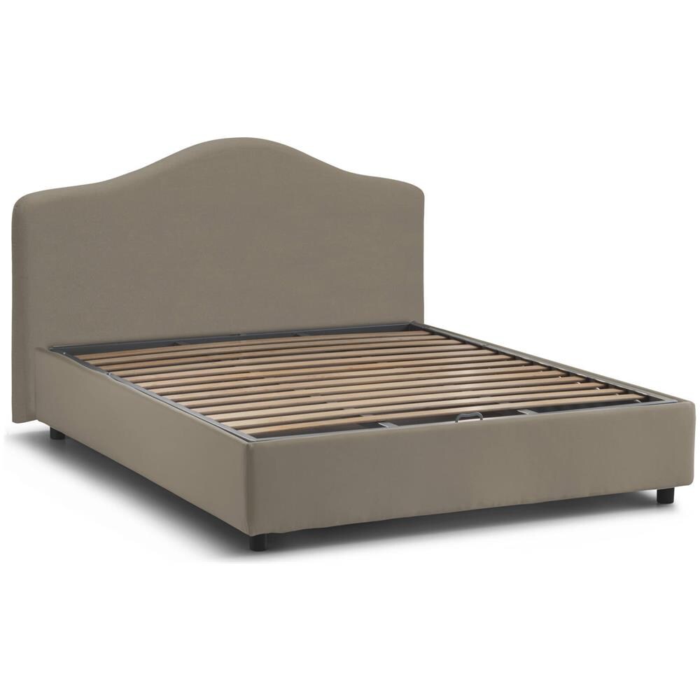 Letto Matrimoniale Isotta, Letto Contenitore Con Rivestimento In Tessuto, 100% Made In Italy, Apertura Frontale, Adatto Per Materasso Cm 160x200, Tortora - Foto 2