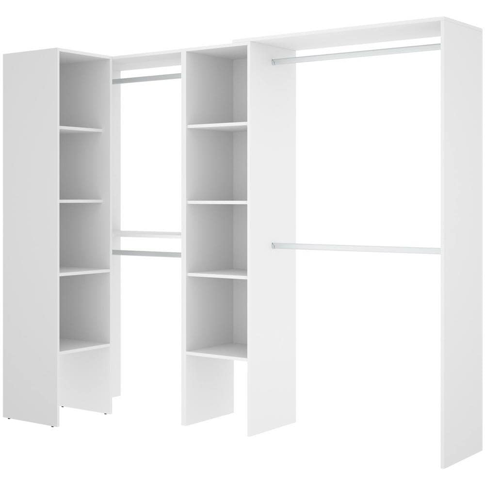 Guardaroba Quadro, Struttura Per Cabina Armadio Angolare, Mobile Appendiabiti Aperto Ad Angolo, 228x79h187 Cm, Bianco - Foto 2