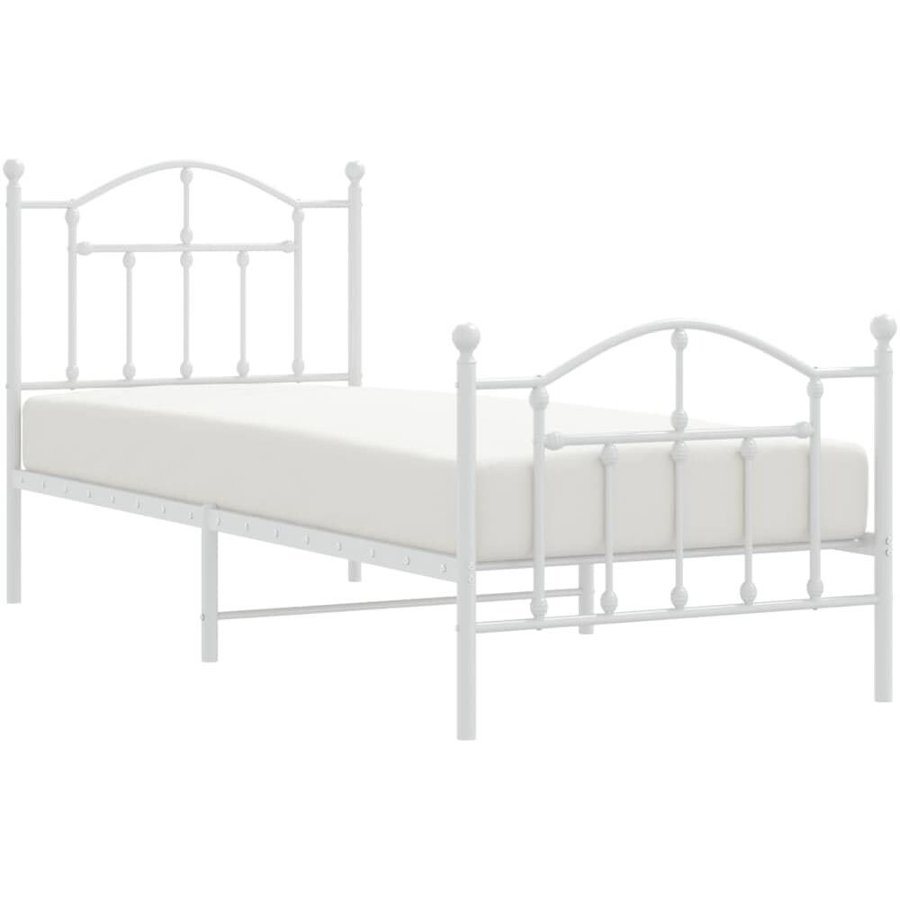 Giroletto Con Testiera E Pediera Metallo Bianco 90x200 Cm - Foto 3