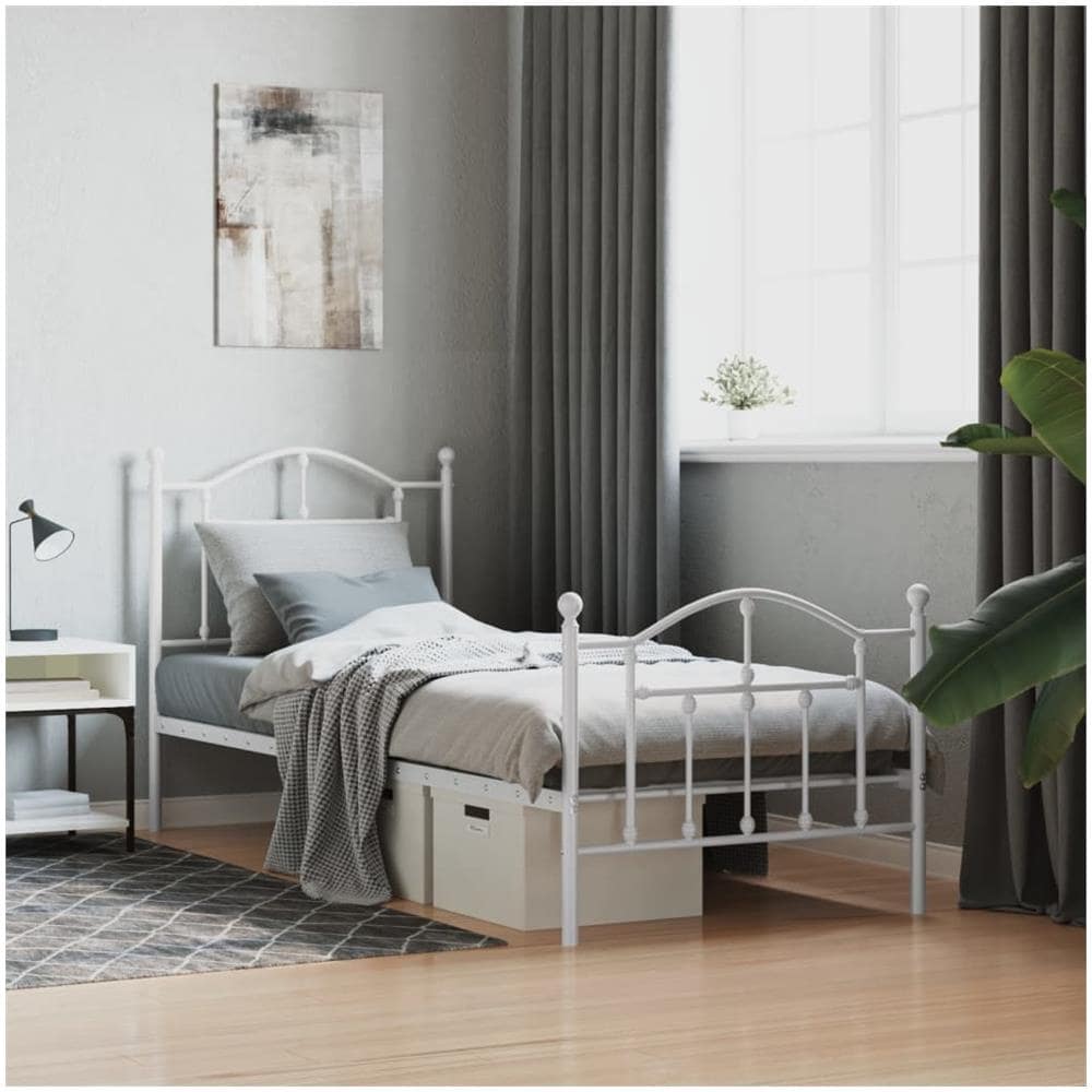 Giroletto Con Testiera E Pediera Metallo Bianco 90x200 Cm - Foto 1