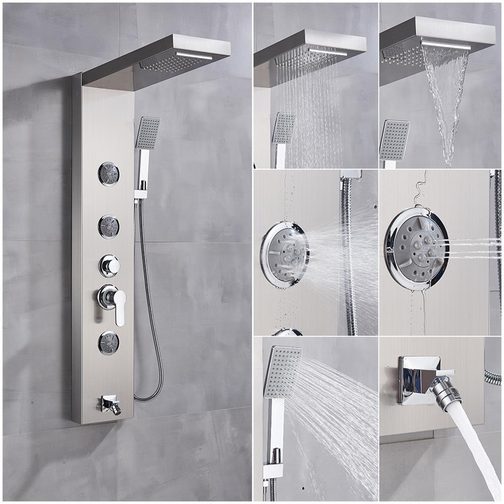 Pannello doccia, Blackswan, tipo M1039, modello nichelato con bocca e funzione SPA, misura 114 cm - Foto 4