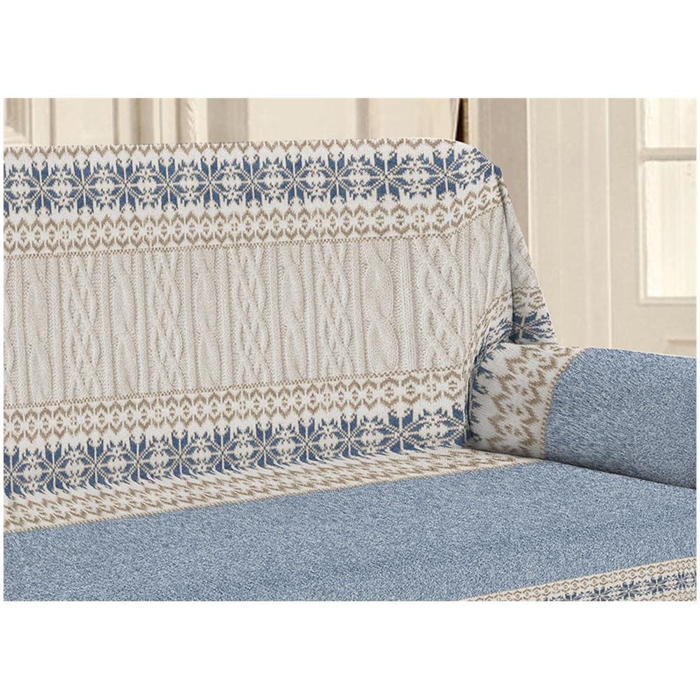 Telo Arredo Linea Pensieri Delicati Disegno Maglia Matrimoniale Blu - Foto 4