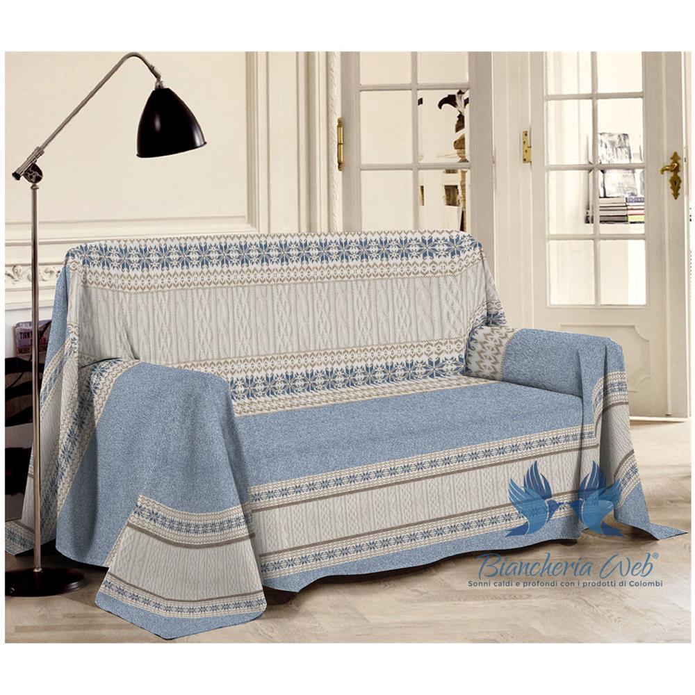 Telo Arredo Linea Pensieri Delicati Disegno Maglia Matrimoniale Blu - Foto 1