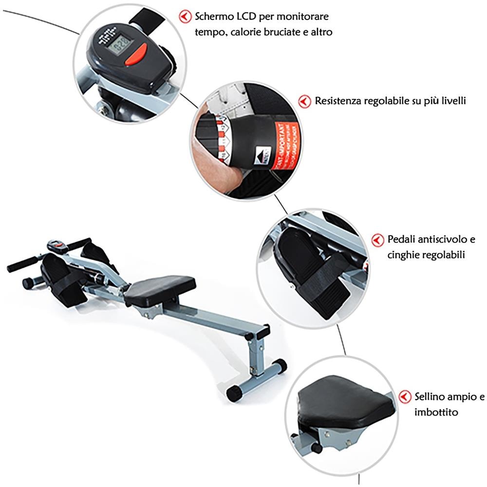 Vogatore Professionale Per Fitness Con Display, 130x67,5x67cm - Foto 8